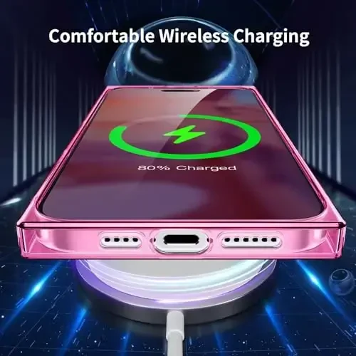 Tzomsze Case iPhone 15 Pro Max bilan mos keladi, Shaffof G'ilof, Kamera himoyasi, burchaklar kuchaytirilgan TPU yostig'i, ingichka silikon zarbaga chidamli g'ilof ayollar qizlar uchun 6,7 dyuym - Kristalli qora… - Kristalli pushti - 5