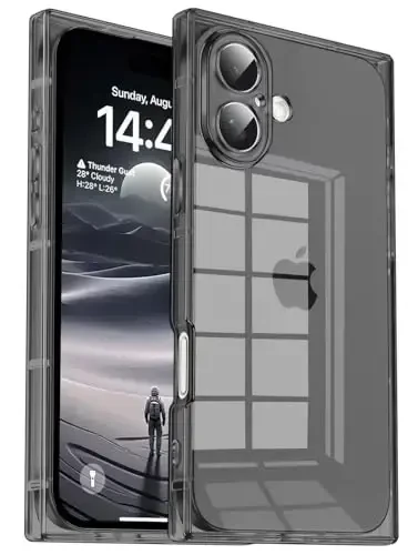 Tzomsze Case iPhone 16 Plus bilan mos keladi, Shaffof G'ilof, Kamera himoyasi, Burchaklari kuchaytirilgan TPU Yupqa zarbaga chidamli G'ilof Ayollar Qizlar uchun 6,7 dyuym-Shaffof Qora - 1