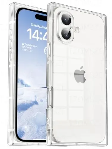 Tzomsze Case iPhone 17 bilan mos keladi, Shaffof G'ilof, Kamera Himoyasi, Kuchaytirilgan Burchaklar TPU Yupqa Zarba o'tkazmaydigan G'ilof Ayollar Qizlar uchun 6.3 dyuym-Shaffof 