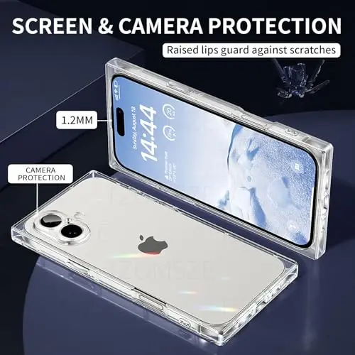 Tzomsze Case iPhone 17 bilan mos keladi, Shaffof G'ilof, Kamera Himoyasi, Kuchaytirilgan Burchaklar TPU Yupqa Zarba o'tkazmaydigan G'ilof Ayollar Qizlar uchun 6.3 dyuym-Shaffof - TZOMSZE (1)