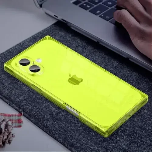 Tzomsze Case iPhone 17 bilan mos keladi, tiniq gʻilof, kamera himoyasi, mustahkamlangan burchaklar TPU yupqa zarbaga chidamli gʻilof ayollar qizlar uchun 6,3 dyuym-shaffof neon yashil - 6