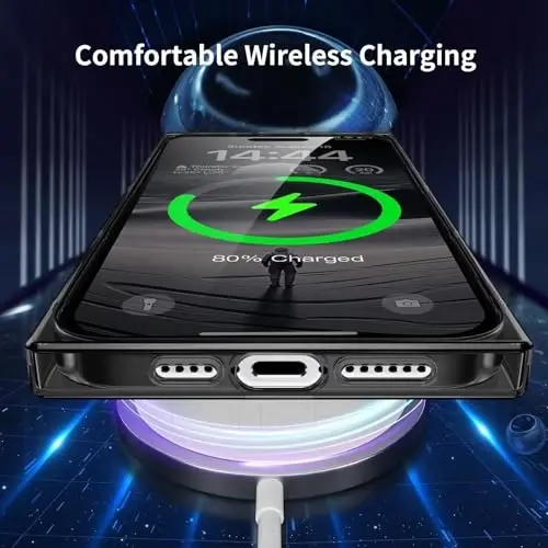 Tzomsze Case iPhone 17 Pro bilan mos keladi, Shaffof G'ilof, Kamera Himoyasi, Burchaklari Kuchaytirilgan TPU Yupqa Zarba o'tkazmaydigan G'ilof Ayollar Qizlar uchun 6.3 dyuym-Shaffof Qora - 5