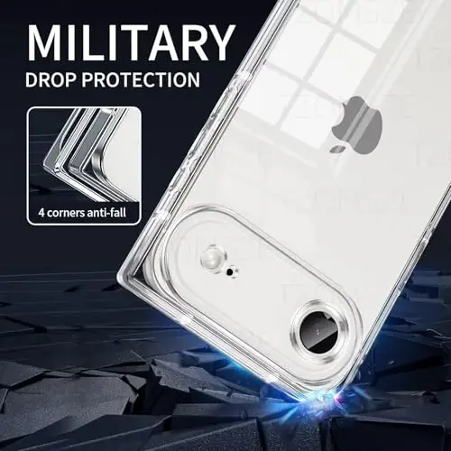 Tzomsze Case iPhone Air Clear Case bilan mos keladi, Kamera himoyasi, burchaklari kuchaytirilgan TPU Yupqa zarbaga chidamli g'ilof ayollar qizlar uchun 6,5 dyuym - Shaffof - 3