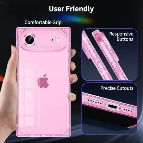 Tzomsze Case iPhone bilan mos keladi Air Clear Case, Kamera himoyasi, Kuchaytirilgan burchaklar TPU Yupqa zarbga chidamli g'ilof ayollar qizlar uchun 6,5 dyuym - Shaffof pushti - 4