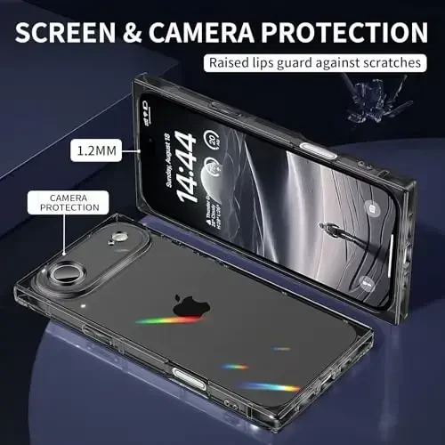 Tzomsze Case iPhone bilan mos keladi Air Clear Case, Kamera himoyasi, Kuchaytirilgan burchaklar TPU Yupqa zarbga chidamli g'ilof Ayollar qizlar uchun 6,5 dyuym-Shaffof Qora - TZOMSZE (1)