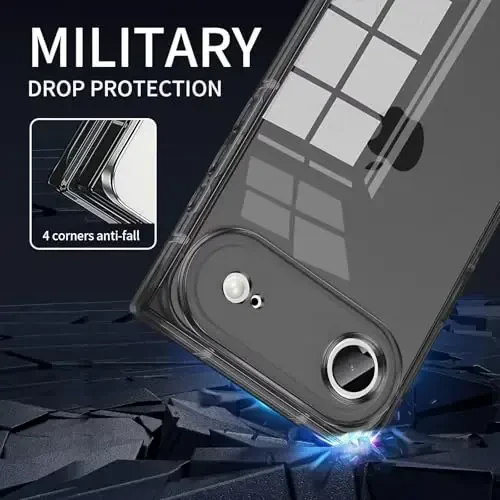 Tzomsze Case iPhone bilan mos keladi Air Clear Case, Kamera himoyasi, Kuchaytirilgan burchaklar TPU Yupqa zarbga chidamli g'ilof Ayollar qizlar uchun 6,5 dyuym-Shaffof Qora - 3