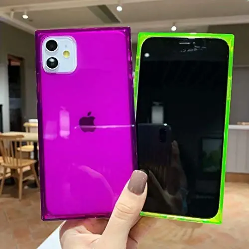 Tzomsze Case for iPhone 11,Clear iPhone 11 Cases Reinforced Corners TPU Cushion,Crystal Clear Slim Cover Shock Absorption TPU Silicone Case for iPhone 11 6.1 inch (2019)-Neon Green - 6
