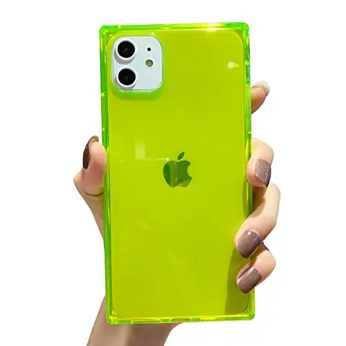 Tzomsze Case for iPhone 11,Clear iPhone 11 Cases Reinforced Corners TPU Cushion,Crystal Clear Slim Cover Shock Absorption TPU Silicone Case for iPhone 11 6.1 inch (2019)-Neon Green 
