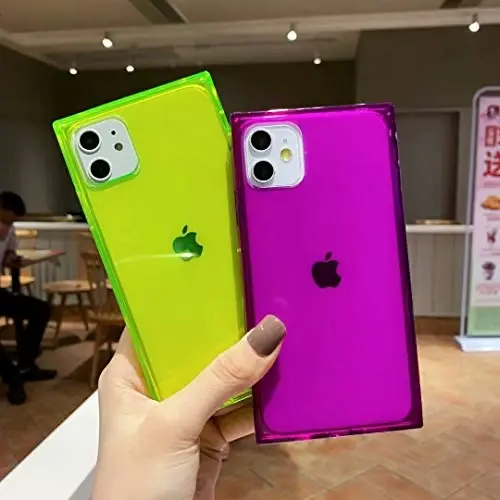 Tzomsze Case for iPhone 11,Clear iPhone 11 Cases Reinforced Corners TPU Cushion,Crystal Clear Slim Cover Shock Absorption TPU Silicone Case for iPhone 11 6.1 inch (2019)-Neon Green - 2