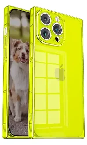 Tzomsze Case Compatible with iPhone 11 Pro Max Clear Case,Camera Protection,Reinforced Corners TPU Slim Shockproof Case Cover for Women Girls 6.7 inch-Transparent FluorescentGreen - TZOMSZE