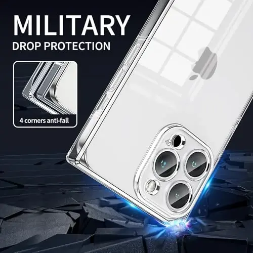 Tzomsze iPhone 13 Pro Max uchun mos keladigan shaffof g'ilof, kamera himoyasi, mustahkamlangan burchaklar TPU ingichka zarbaga chidamli g'ilof ayollar qizlar uchun 6,7 dyuym-Shaffof - 3