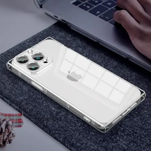 Tzomsze iPhone 13 Pro Max uchun mos keladigan shaffof g'ilof, kamera himoyasi, mustahkamlangan burchaklar TPU ingichka zarbaga chidamli g'ilof ayollar qizlar uchun 6,7 dyuym-Shaffof - 6