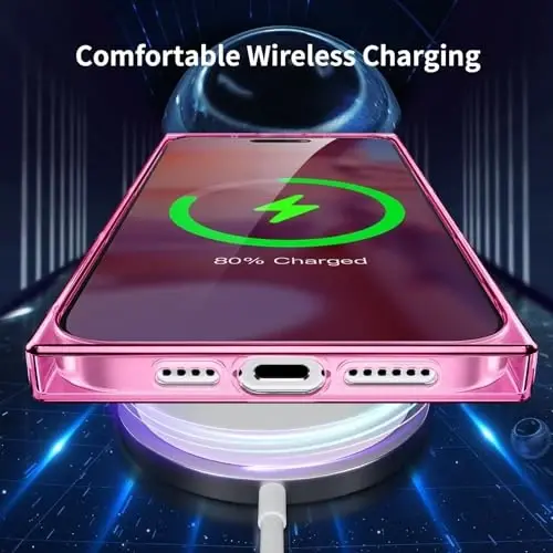 Tzomsze iPhone 14 Pro Max Kılıfı Şeffaf, Hassas Delikli Kamera Koruması, Yumuşak TPU Darbeye Dayanıklı Koruyucu Kapak 6.7 İnç-Pembe - 5