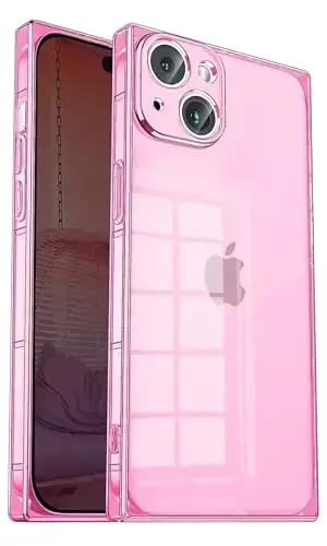Tzomsze Case Compatible with iPhone 15 Clear Camera Protection&Reinforced Corners TPU Slim Shockproof Case Cover for Women Girls-Crystal Pink - TZOMSZE