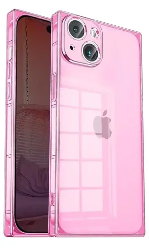 Tzomsze iPhone 15 Plus Kılıfı ile Uyumlu Şeffaf Kılıf, Kamera Koruması, Güçlendirilmiş Köşeler TPU Yastık, İnce Silikon Darbeye Dayanıklı Kılıf Kapak Kadınlar Kızlar için 6.7 inç-Kristal Pembe 
