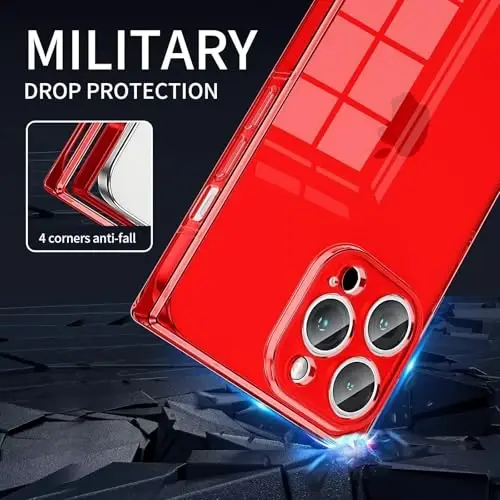 Tzomsze Case Compatible with iPhone 15 Pro Max Clear Case,Camera Protection,Reinforced Corners TPU Cushion,Slim Silicone Shockproof Case Cover for Women Girls 6.7 inch-Crystal Red - 3