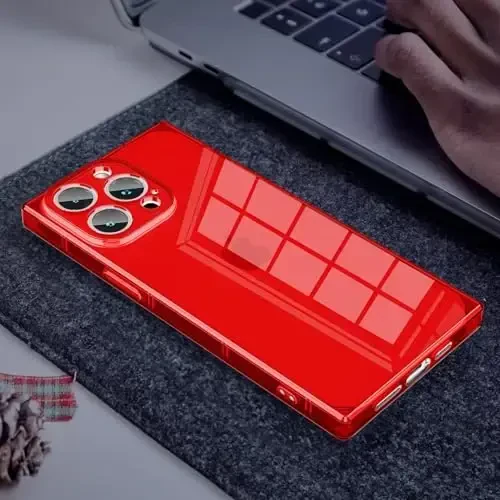 Tzomsze iPhone 15 Pro Max uchun mos keladigan shaffof g'ilof, kamera himoyasi, mustahkamlangan burchakli TPU yostig'i, ingichka silikon zarbaga chidamli g'ilof qopqog'i ayollar qizlar uchun 6,7 dyuym - Crystal Red - 6