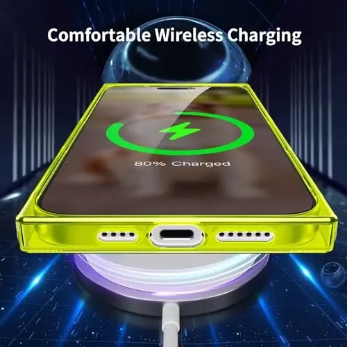Tzomsze iPhone 16 Plus ile Uyumlu Şeffaf Kılıf, Kamera Koruması, Güçlendirilmiş Köşeler TPU İnce Darbeye Dayanıklı Kılıf Kapak Kadınlar Kızlar için 6,7 inç-Şeffaf Neon Yeşil - 4