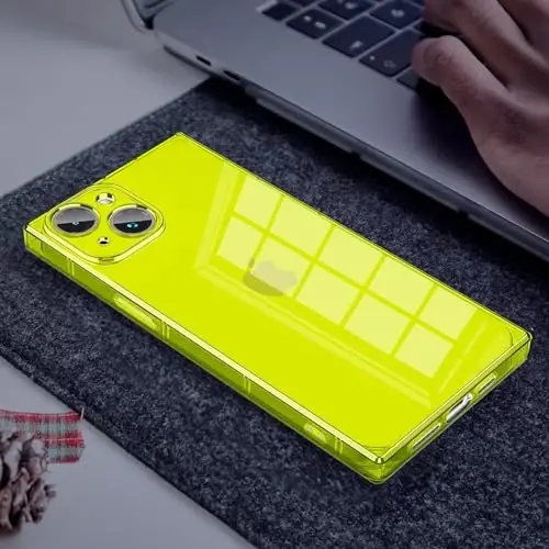 Tzomsze iPhone 16 Plus ile Uyumlu Şeffaf Kılıf, Kamera Koruması, Güçlendirilmiş Köşeler TPU İnce Darbeye Dayanıklı Kılıf Kapak Kadınlar Kızlar için 6,7 inç-Şeffaf Neon Yeşil - 5