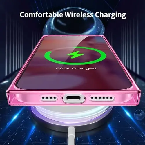 Tzomsze iPhone 16 Plus ile Uyumlu Şeffaf Kılıf, Kamera Koruması, Güçlendirilmiş Köşeler TPU İnce Darbeye Dayanıklı Kılıf Kapak Kadınlar Kızlar için 6,7 inç-Şeffaf Pembe - 5
