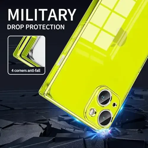 Tzomsze iPhone 16 Plus uchun mos keladigan shaffof g‘ilof, kamera himoyasi, burchaklari mustahkamlangan TPU yupqa zarbga chidamli g‘ilof, ayollar qizlar uchun 6,7 dyuym - Shaffof Neon Yashil - 7