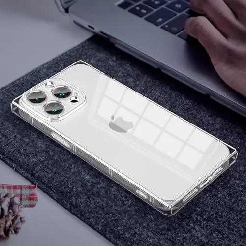Tzomsze iPhone 16 Pro Max ile Uyumlu Şeffaf Kılıf, Kamera Koruması, Güçlendirilmiş Köşeler TPU İnce Darbeye Dayanıklı Kılıf Kapak Kadın Kız Çocukları için 6,9 inç-Şeffaf - 6