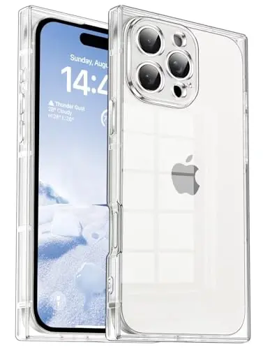 Tzomsze iPhone 16 Pro Şeffaf Kılıf ile Uyumlu, Kamera Koruması, Güçlendirilmiş Köşeler TPU İnce Darbeye Dayanıklı Kılıf Kapak Kadınlar Kızlar için 6.3 inç-Şeffaf 