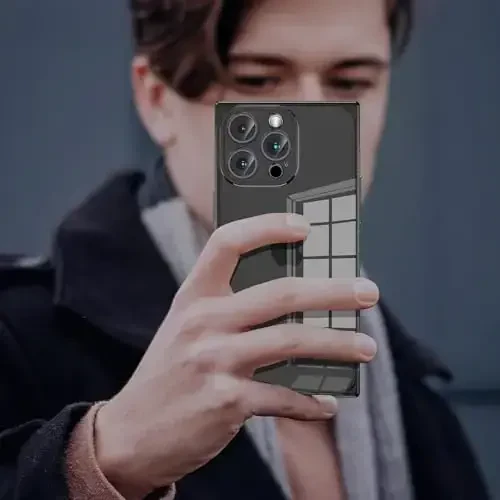 Tzomsze iPhone 16 Pro uchun g‘ilof, kamera himoyasi va mustahkamlangan burchakli TPU yupqa zarbaga chidamli g‘ilof ayollar qizlar uchun 6,3 dyuym - Shaffof Qora - 7