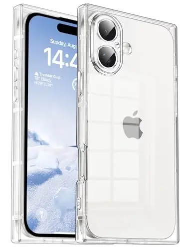Tzomsze Case for iPhone 16 Clear Case,Camera Protection & Reinforced Corners TPU Slim Shockproof Case Cover for Women Girls 6.1 inch-Clear 