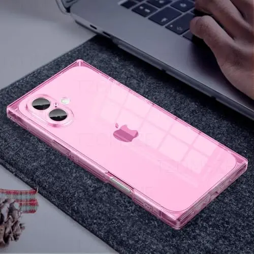 Tzomsze iPhone 17 ile Uyumlu Şeffaf Kılıf, Kamera Koruması, Güçlendirilmiş Köşeler TPU İnce Darbeye Dayanıklı Kılıf, Kadın Kız Çocuklar için 6.3 inç-Şeffaf Pembe - 12