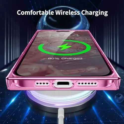Tzomsze iPhone 17 ile Uyumlu Şeffaf Kılıf, Kamera Koruması, Güçlendirilmiş Köşeler TPU İnce Darbeye Dayanıklı Kılıf, Kadın Kız Çocuklar için 6.3 inç-Şeffaf Pembe - 5