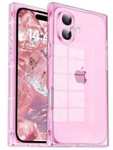 Tzomsze Case Compatible with iPhone 17 Clear Case,Camera Protection,Reinforced Corners TPU Slim Shockproof Case Cover for Women Girls 6.3 inch-Transparent Pink 