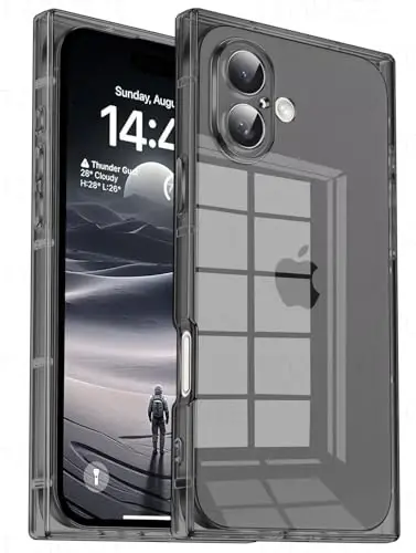 Tzomsze Case Compatible with iPhone 17 Clear Case,Camera Protection,Reinforced Corners TPU Slim Shockproof Case Cover for Women Girls 6.1 inch-Transparent Black - TZOMSZE
