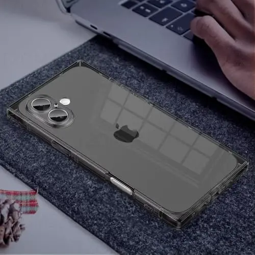Tzomsze Case Compatible with iPhone 17 Clear Case,Camera Protection,Reinforced Corners TPU Slim Shockproof Case Cover for Women Girls 6.1 inch-Transparent Black - 6