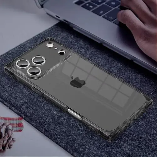 Tzomsze iPhone 17 Pro Max ile Uyumlu Şeffaf Kılıf, Kamera Koruması, Güçlendirilmiş Köşeler TPU İnce Darbeye Dayanıklı Kılıf, Kadınlar ve Kızlar için 6,9 inç - Şeffaf Siyah - 6