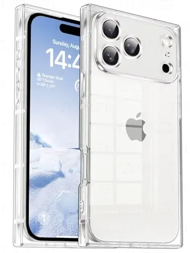 Tzomsze iPhone 17 Pro Max ile Uyumlu Şeffaf Kılıf, Kamera Koruması, Güçlendirilmiş Köşeler TPU İnce Darbeye Dayanıklı Kılıf Kapak Kadınlar Kızlar için 6.9 inç-Şeffaf 