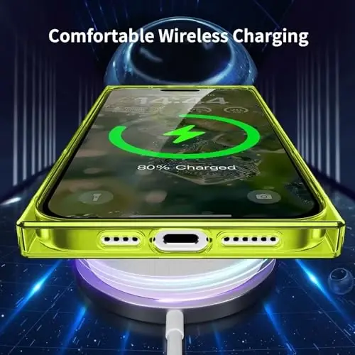 Tzomsze iPhone 17 Pro Max ile Uyumlu Şeffaf Kılıf, Kamera Koruması, Güçlendirilmiş Köşeler TPU İnce Darbeye Dayanıklı Kılıf Kapak Kadınlar Kızlar için 6.9 inç-Şeffaf Neon - 11