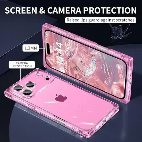 Tzomsze Case Compatible with iPhone 17 Pro Max Clear Case,Camera Protection,Reinforced Corners TPU Slim Shockproof Case Cover for Women Girls 6.9 inch-Transparent Pink - TZOMSZE (1)