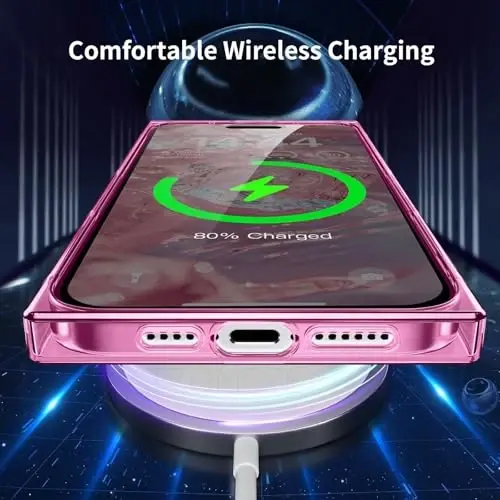 Tzomsze iPhone 17 Pro Şeffaf Kılıf ile Uyumlu, Kamera Korumalı, Köşeleri Güçlendirilmiş TPU İnce Darbeye Dayanıklı Kılıf, Kadın Kız Çocukları için 6.3 inç - Şeffaf Pembe - 11