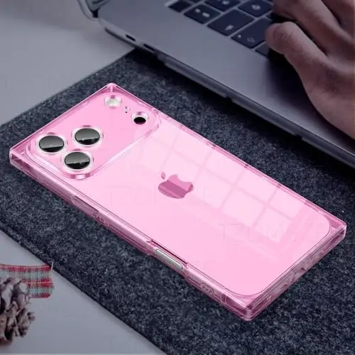 Tzomsze iPhone 17 Pro Şeffaf Kılıf ile Uyumlu, Kamera Korumalı, Köşeleri Güçlendirilmiş TPU İnce Darbeye Dayanıklı Kılıf, Kadın Kız Çocukları için 6.3 inç - Şeffaf Pembe - 6