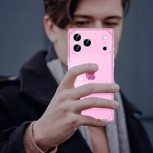 Tzomsze Case Compatible with iPhone 17 Pro Clear Case,Camera Protection,Reinforced Corners TPU Slim Shockproof Case Cover for Women Girls 6.3 inch-Transparent Pink - 8