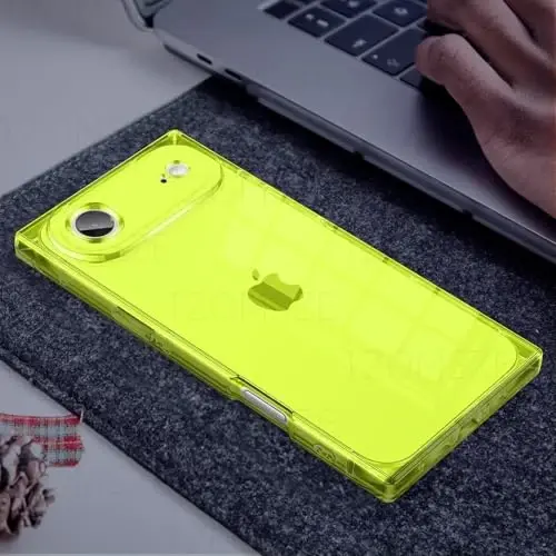 Tzomsze Case Compatible with iPhone Air Clear Case,Camera Protection,Reinforced Corners TPU Slim Shockproof Case Cover for Women Girls 6.5 inch-Transparent Neon Green - 6