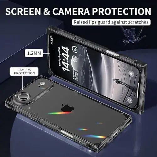 Tzomsze Case Compatible with iPhone Air Clear Case,Camera Protection,Reinforced Corners TPU Slim Shockproof Case Cover for Women Girls 6.7 inch-Transparent Black - TZOMSZE (1)