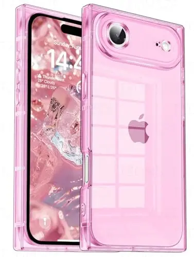 Tzomsze Case Compatible with iPhone Air Clear Case,Camera Protection,Reinforced Corners TPU Slim Shockproof Case Cover for Women Girls 6.5 inch-Transparent Pink 