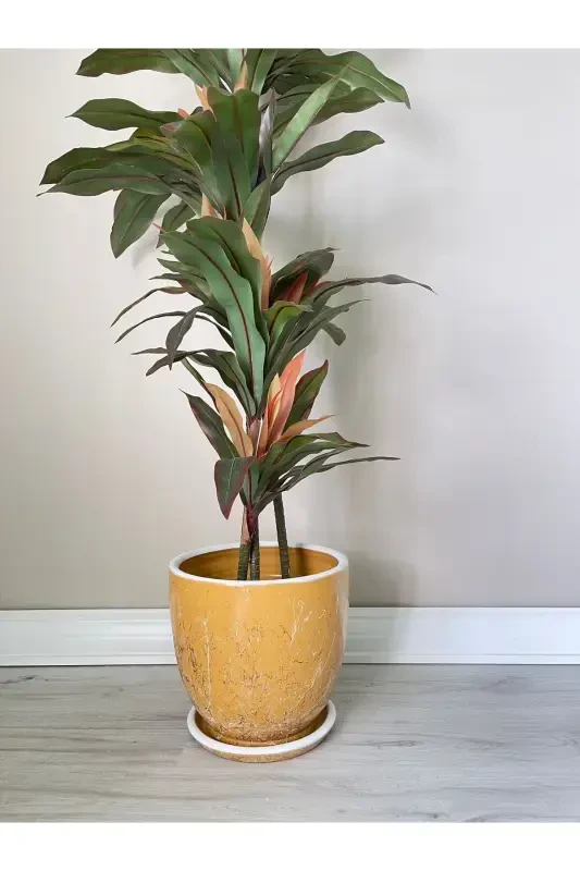 U Saksı Tabaklı 30cm Lily Hardal Mermer Desenli-Hardal - Modazone