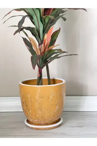 U Saksı Tabaklı 30cm Lily Hardal Mermer Desenli-Hardal - 2