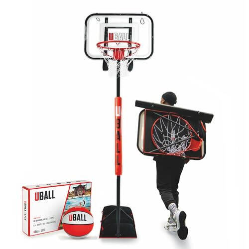 UBALL Lite | Ultra Portable Outdoor Basketball Hoop | Play at Beach, Grass, Tailgate | Setup in Minutes | Height Adjustable with Full-Sized Rim | Yard Game for Kids and Adults | Game Ball Included - 1