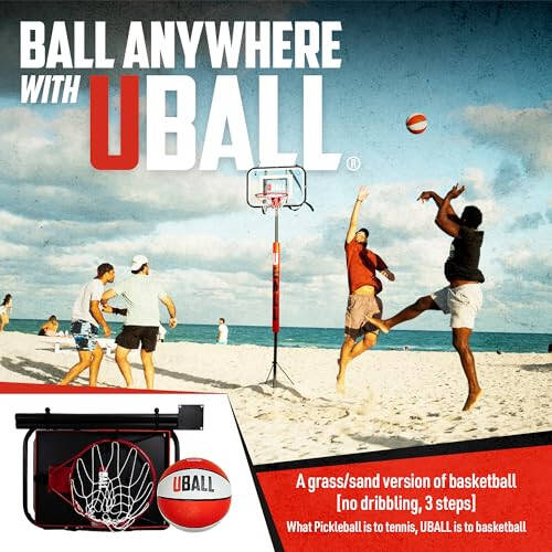 UBALL Lite | Ultra Portable Outdoor Basketball Hoop | Play at Beach, Grass, Tailgate | Setup in Minutes | Height Adjustable with Full-Sized Rim | Yard Game for Kids and Adults | Game Ball Included - 2