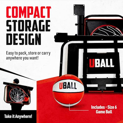 UBALL Lite | Ultra Portable Outdoor Basketball Hoop | Play at Beach, Grass, Tailgate | Setup in Minutes | Height Adjustable with Full-Sized Rim | Yard Game for Kids and Adults | Game Ball Included - 3