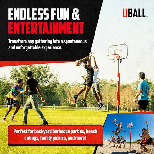 UBALL Lite | Ultra Portable Outdoor Basketball Hoop | Play at Beach, Grass, Tailgate | Setup in Minutes | Height Adjustable with Full-Sized Rim | Yard Game for Kids and Adults | Game Ball Included - 6